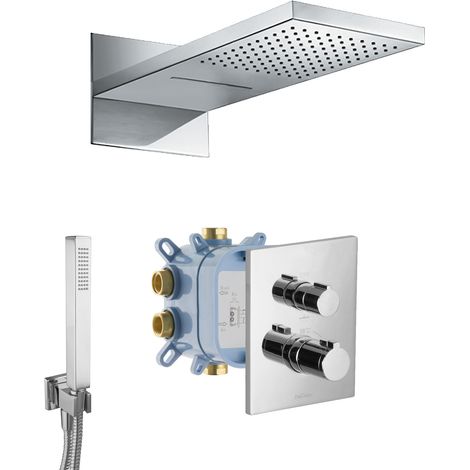 Système de douche encastré PaulGurkes avec robinet thermostatique à 3 voies