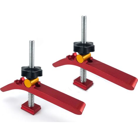 Abrazaderas de manguera con ranura en T de aleación de aluminio rojo, posicionamiento preciso, sujeción estable, diseño ergonómico, dos unidades por juego. (1/4)