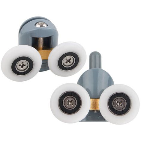 Jeu de roulettes doubles pour porte de douche (4 pièces) - 25 mm - Convient aux portes de douche - Longue durée de vie - Convient aux portes en verre d'une épaisseur d'environ 4 à 6 mm (1/4)