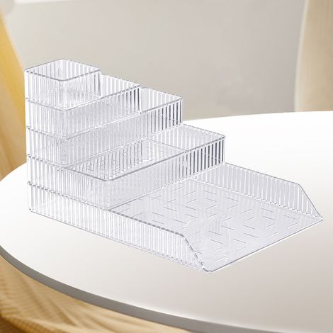 Boîte de rangement transparente à 6 tiroirs, organiseur de bureau, grande capacité, pour bijoux et fournitures scolaires, idéale pour la maison et l'école. (1/5)