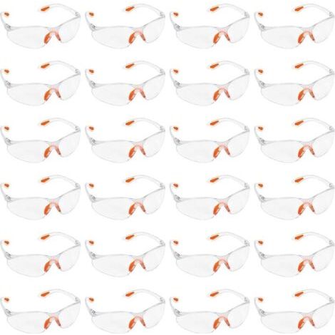 Lot de 24 Lunettes de Sécurité Transparentes - Lunettes de Protection avec Verres en Plastique, Pont-de-Nez et Embouts de Branches en Caoutchouc pour Plus de Confort - Lunette Transparente PPE (1/5)