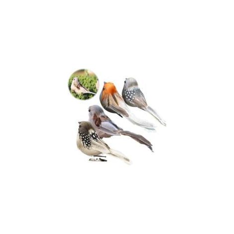 Petits oiseaux réalistes, 12 figurines d'oiseaux avec clips et plumes réalistes, en mousse, idéales pour Noël, le bricolage, le jardinage et les décorations de mariage - envoi aléatoire. (1/2)