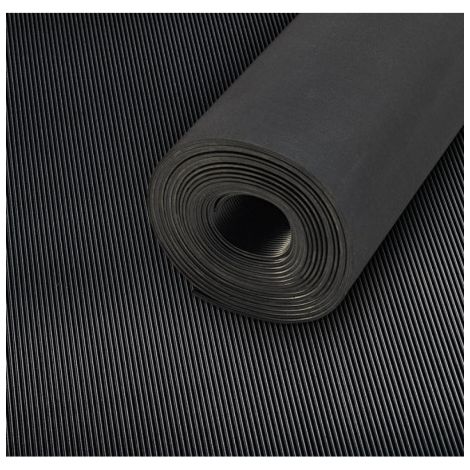 Tapis à stries fines SBR. noir. 3mm. 1000mm 10m FORTIS (1/5)