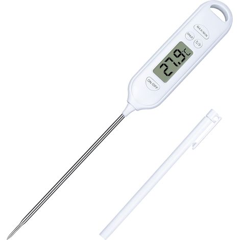 Thermomètre cuisine numérique lecture instantanée, sonde 13,5 cm, pour cuisson, viande, lait, liquides.