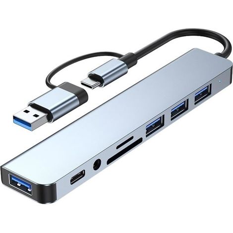 Ecleanfy - Station d'accueil USB-C 2 ports. Transfert de données haut débit, hub multifonction pour ordinateur portable (1/5)