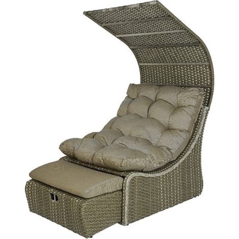 Poltrona letto Daybed Siesta in vimini Taupe - 108x90x150 cm (1/3)