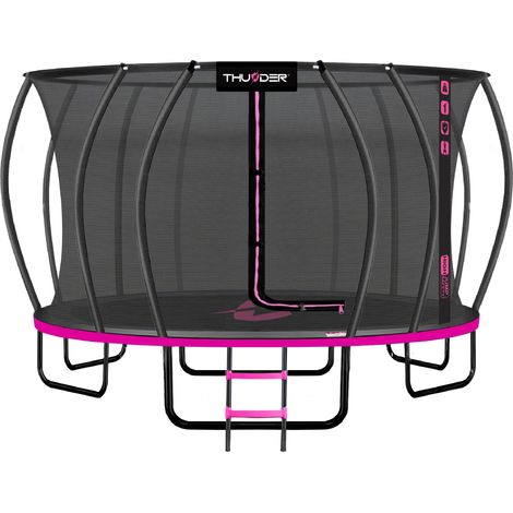 THUNDER INSIDE-ULTRA 16FT PINK Gartentrampolin 488 cm Rosa mit innenliegendem Sicherheitsnetz und Leiter (1/5)