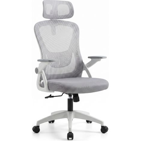 Sedia da ufficio ergonomica bianca con poggiatesta regolabile, supporto lombare e schienale traspirante Default Title (1/5)
