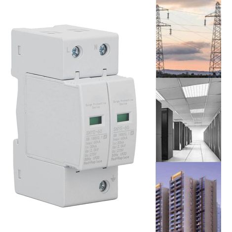 Parafoudre SNYE-60 T2, 60 kA, blanc, avec surveillance, pour boîtier/armoire de distribution, protection secondaire, 2 pôles 275 V (1/5)