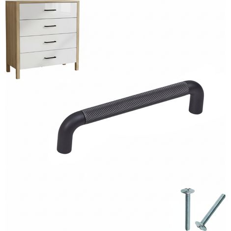Tirador de mueble negro decorado, tirador de mueble fluido, tamaño 128, grabado (1/5)