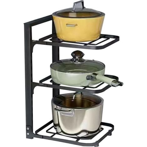 Le support de rangement pour casseroles à 3 niveaux sous l'évier peut stocker des casseroles en fer et des plaques à pâtisserie (1/5)