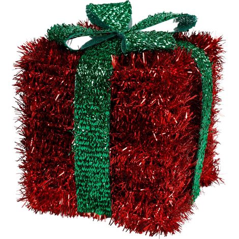 Lametta Weihnachtsgeschenk rot 13cm mit Schleife Weihnachtsdeko Geschenkpäckchen