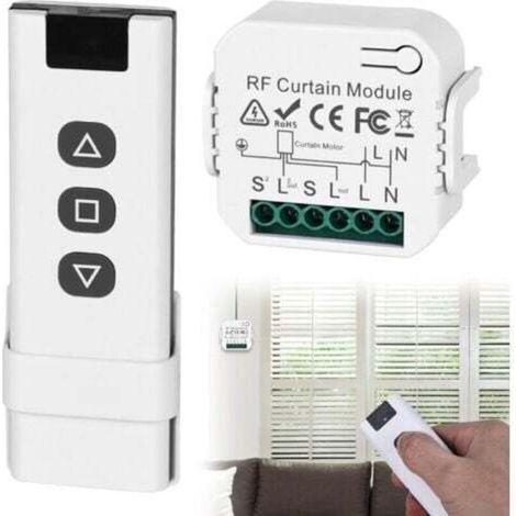 Kabelloses Rollladensteuerungsset: Intelligenter Schalter, kompatibel mit 230-V-Funkschaltern für Rollläden, Jalousien und Rollos, inklusive Funkfernbedienung und Empfängermodul (1/4)