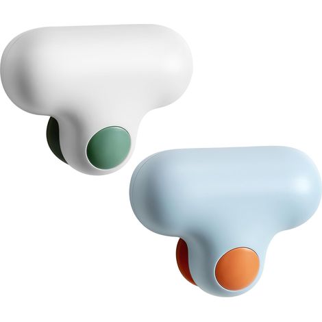 Mini raclette à verre, grattoir de douche, outil de nettoyage en silicone pour miroirs, brosse et grattoir 2 en 1 (bleu + blanc) (1/4)