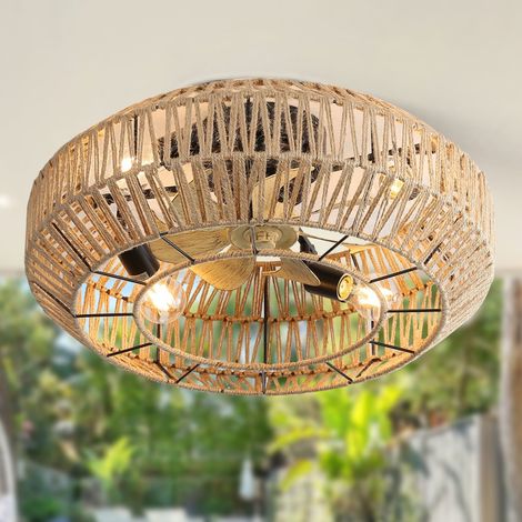 Ventilateur-de-plafond-Boho-56cm-Rotin-Moteur-DC-Reversible-6-Vitesses-Telecommande-56x56x25cm (1/5)
