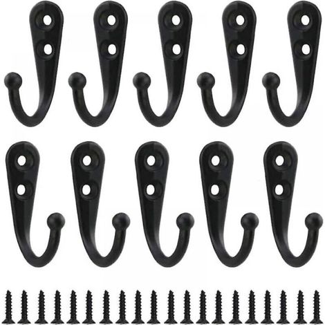10 Retro-Wandhaken, schwarzes Metall, zum einfachen Anschrauben, Vintage-Wandhaken für Bademäntel, Zuhause, Regale, Schubladen, Spinde, Badezimmer (1/4)