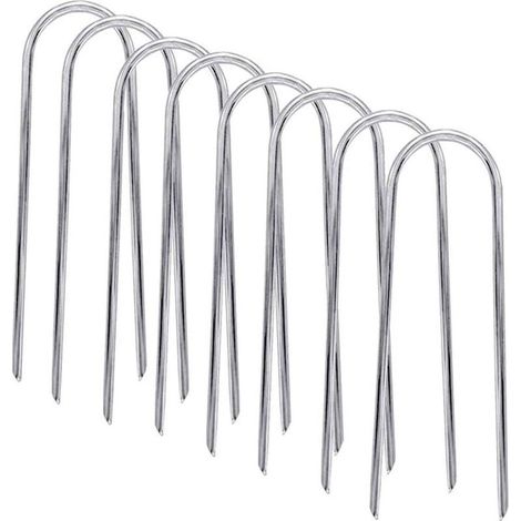 Piquets anti-vent U acier galvanisé, pointus, ancrage sol, tente camping but jardin (1/4)
