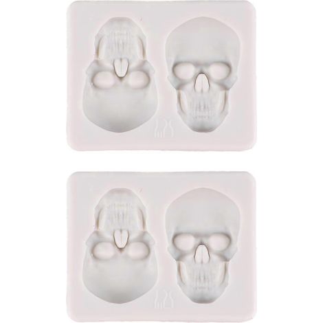 moules à gâteau en silicone pour Halloween, moules à fondant en forme de crâne, moules à pâtisserie-7.3X5.5cm-Light Grey