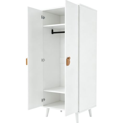 Armario ropero 70 x 55 x 170 cm con doble puerta, MDF blanco y tiradores cartoon (1/5)