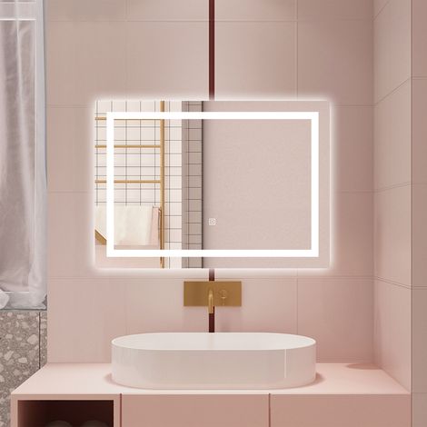 AICA SPECCHIO DA BAGNO RETTANGOLARE DA 120X80CM CON LED, ANTIAPPANNAMENTO, 3 TEMPERATURE COLORE (1/5)