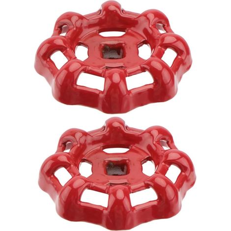 Lot de 2 Poignées en Fonte Rouge pour Vanne Fond Plat, Résistance Faible Fluide et Étanchéité Fiable, Adaptées pour Raccords D'eau Industriels (1/5)