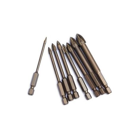 2 jeux multi‑matériaux 3‑12 mm – Foret cruciforme pour carrelage, verre, béton – Perçage tout support (1/3)