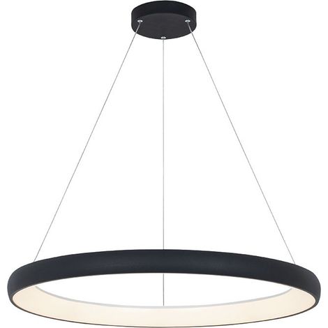 Suspension Luminaire LED D800 60W Noir Sablé ZAMBELIS - Blanc chaud - 3000K (1/2)