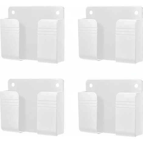 Couleur Blanc,Générique Support Mural Télécommande 4 Pièces, avec Adhésif Fort, Boîte de Rangement Étanche, pour Téléphone Télécommande, Fixation Mural pour Lit de Douche et Table de Chevet