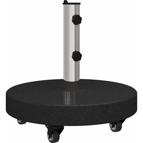 Base de parasol ronde roulable moderne jardin 45 x 45 x 45 cm en granit noir (1/5)