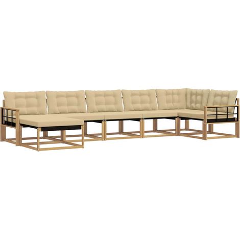 Conjunto de sofás de exterior 7 uds. 7 plaza y Beige vidaXL (1/5)