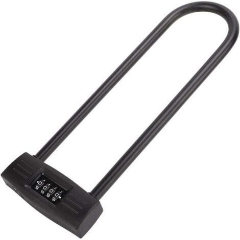 U de verrouillage, compact vélo pliant de verrouillage, d'allongement 4 chiffres combinaison U de verrouillage antivol longue manille cadenas réinitialisable (1/4)