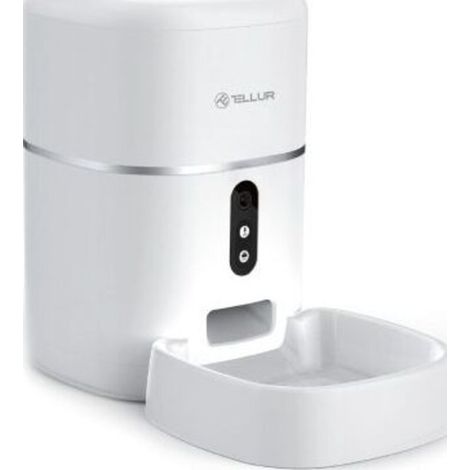 Comedero inteligente para mascotas Tellur con WiFi, cámara UltraHD, 4L blanco