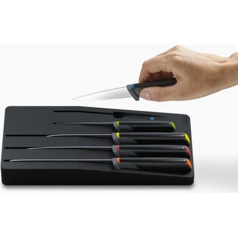 Juego de cuchillos multicolores Joseph Joseph Elevate Store de 5 piezas con bandeja de almacenamiento en cajón, cuchillos ergonómicos de acero inoxidable para tu cocina (1/4)