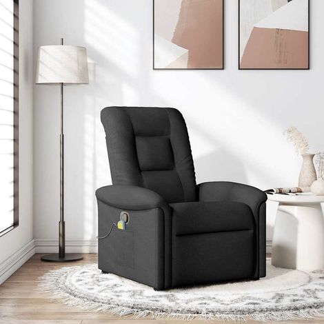 vidaXL Massage Recliner Chair Black Fabric (1/5)