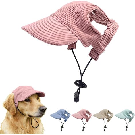 Hunde-Baseballkappe – Verstellbar – Mit Ohrenlöchern – Sommerhut – Atmungsaktives Cordmaterial – Rosa – Größe S (1/5)