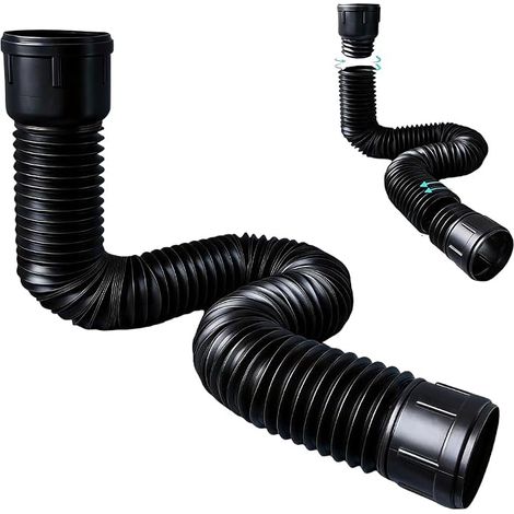 Rallonge Gouttiere Flexible, Rallonge De Tuyau De Descente Flexible 80/100 mm Ensemble D'Extension Ronde Extension de Gouttière Flexibles Réglable de 47 à 150 cm Noir (1/5)