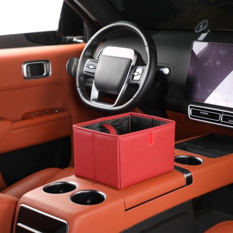 Cestino per auto a prova di perdite, grande capacità, da appendere, organizer multiuso per viaggi all'aperto, cestino pieghevole per camion, SUV, casa, ufficio (rosso) (1/4)