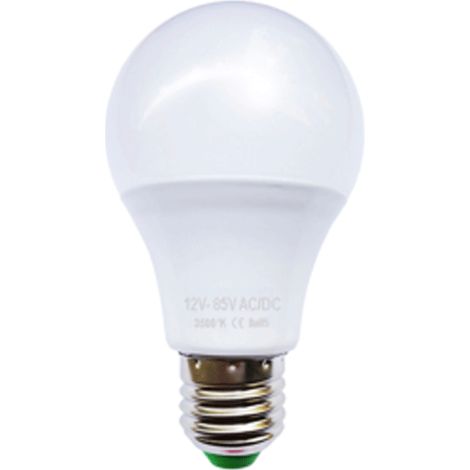 Ampoule LED bulbe E27, 9W 12V-24V AC/DC, blanc chaud 3000°K, 840 Lm