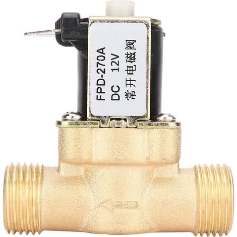 Électrovanne normalement ouverte G1/2' – Laiton – 12V/24V – Pression 0.02-0.08Mpa – Température 0-85°C – Valve électrique pour eau - DC12V (1/5)
