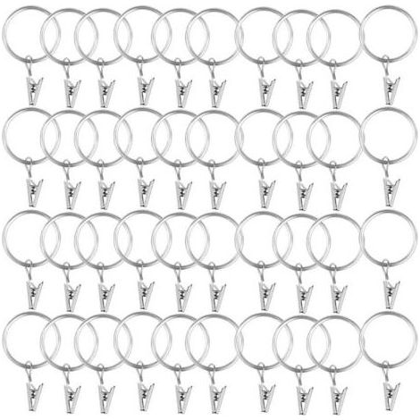 Pince pour Rideaux 40 Pièces, Pince à Rideaux, Attache Rideau Pince, Pince a Rideaux, Anneaux pour Rideaux, Métal antirouille Acier Inoxydable Métal Anneaux Clip Rideau pour Rideau (1/5)