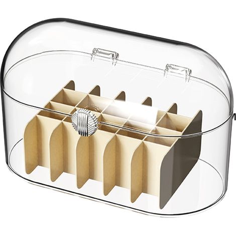 Boîte de rangement cosmétique anti-poussière maquillage rouge à lèvres dortoir bureau organisateur de chambre transparent (1/5)