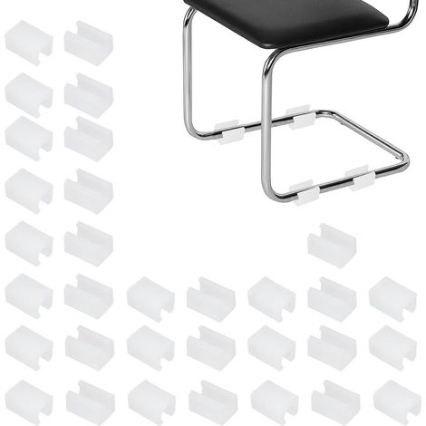 32 pièces Embouts de Pieds de Chaise en U, protège-Pieds en Forme de U pour Chaise de 11mm, Embouts rectangulaires pour Pieds de Chaise, Patins à Glissement Fluide, Blanc (1/5)