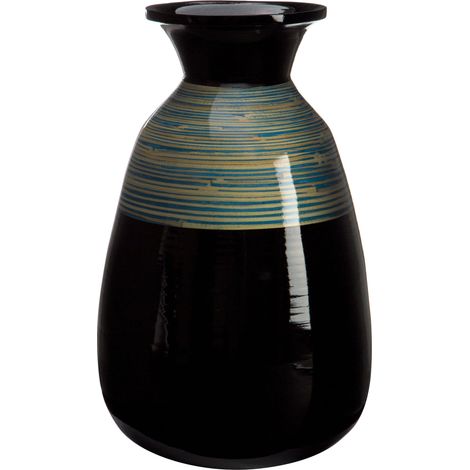 Premier Housewares Black Decorative Vase/ Accentuated With Blue and Gold Tones/ Made From Bamboo Wood / Luxurious Furniture Item 27 x 42 x 27