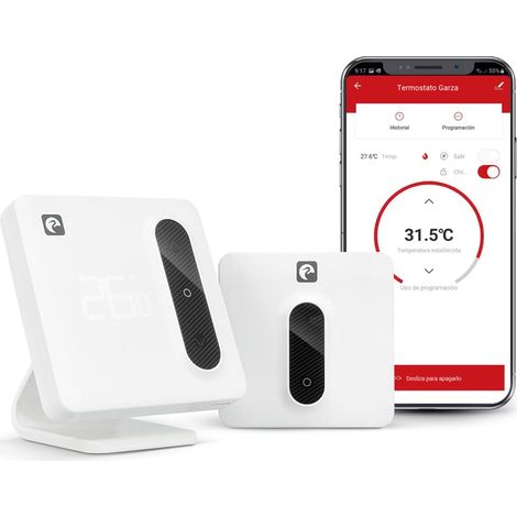 Garza Termostato Wi-Fi Intelligente per Caldaia e Riscaldamento, con Adattatore, Misuratore di Consumo, Controllo Tattile, Rilevamento Finestre Aperte, Controllo tramite App e Voce, Alexa/Google (1/5)