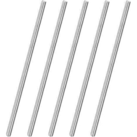 Lot de 5 tiges entièrement filetées, M10 x 300 mm, filetage à droite en acier inoxydable 304, pour boulons d'ancrage/pinces/étriers de fixation de meubles, vis à filetage métrique