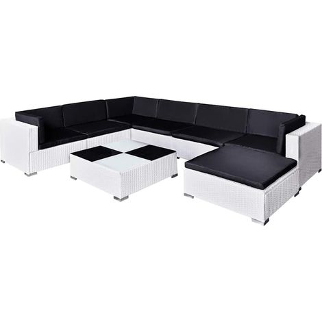 Maison Exclusive - Set Divani da Giardino 8 pz con Cuscini in Polyrattan Bianco