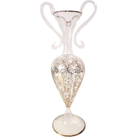 Anfora in vetro soffiato decori oro con manici da collezone oggetti per la casa made in Italia particolare vintage moderno (1/5)