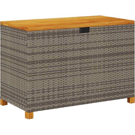 Maison Exclusive - Caja de almacenaje jardín madera acacia ratán gris 110x55x63 cm (1/5)