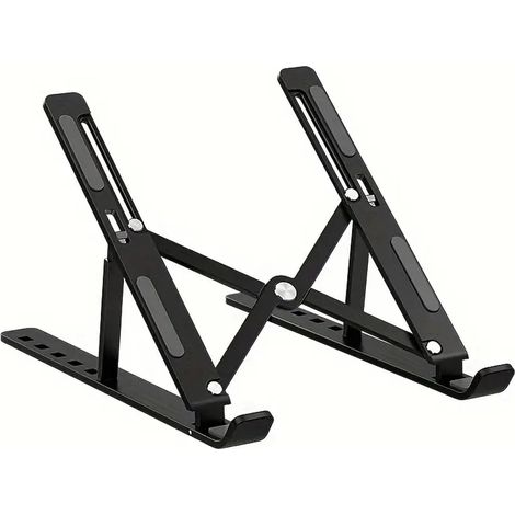 Elegante Soporte para Computadora Portátil De Aluminio Y Silicona: Ajustable Y Plegable, Ideal para Computadoras Portátiles De hasta 17,3 ", Refrigeración Mejorada (Negro) (1/5)