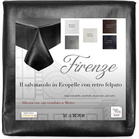 MOLLETTONE SALVATAVOLO FIRENZE in FINTA PELLE simil Pelle ECO pelle altezza cm. 140 Skai A metro Nero (1/5)